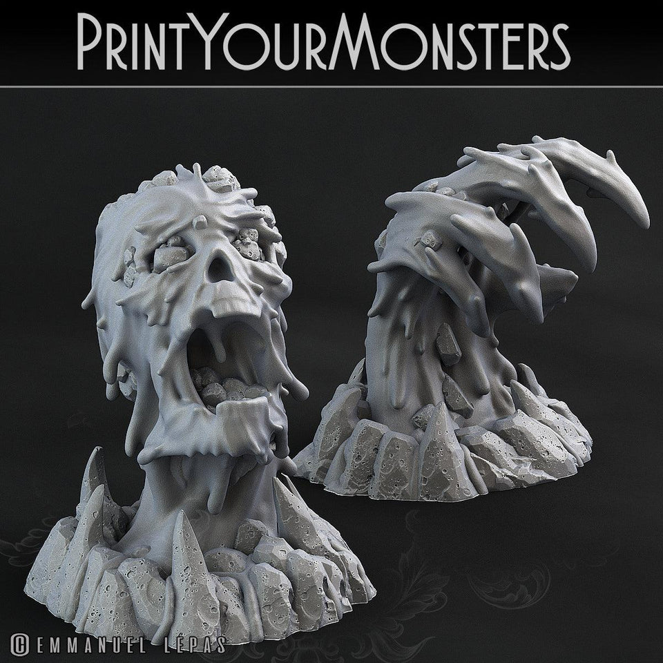 3D Printed Print Your Monsters Infernal Magma Skull and Hand 28mm - 32mm D&D Wargaming - Charming Terrain