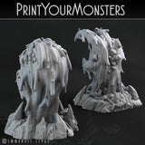 3D Printed Print Your Monsters Infernal Magma Skull and Hand 28mm - 32mm D&D Wargaming - Charming Terrain
