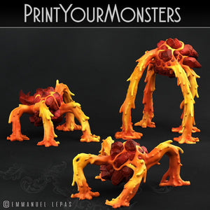 3D Printed Print Your Monsters Infernal Magma Spiders 28mm - 32mm D&D Wargaming - Charming Terrain