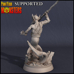 3D Printed Print Your Monsters Merman-Male Sea Elf Dark Water Sanctum 28mm - 32mm D&D Wargaming - Charming Terrain