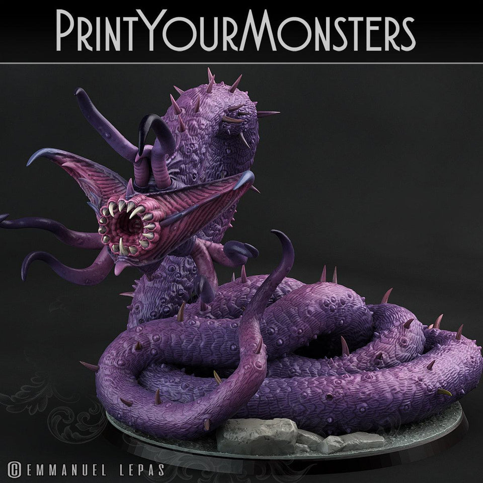 3D Printed Print Your Monsters Necrothelid Worms Subterranean Terrors 28mm - 32mm D&D Wargaming - Charming Terrain
