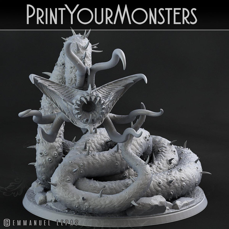 3D Printed Print Your Monsters Necrothelid Worms Subterranean Terrors 28mm - 32mm D&D Wargaming - Charming Terrain