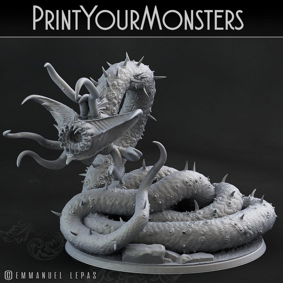 3D Printed Print Your Monsters Necrothelid Worms Subterranean Terrors 28mm - 32mm D&D Wargaming - Charming Terrain