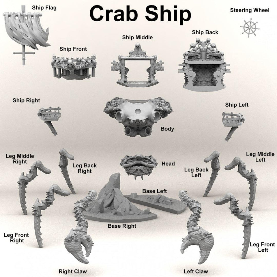 3D Printed Print Your Monsters Pirate Crab Ship 28mm - 32mm D&D Wargaming - Charming Terrain