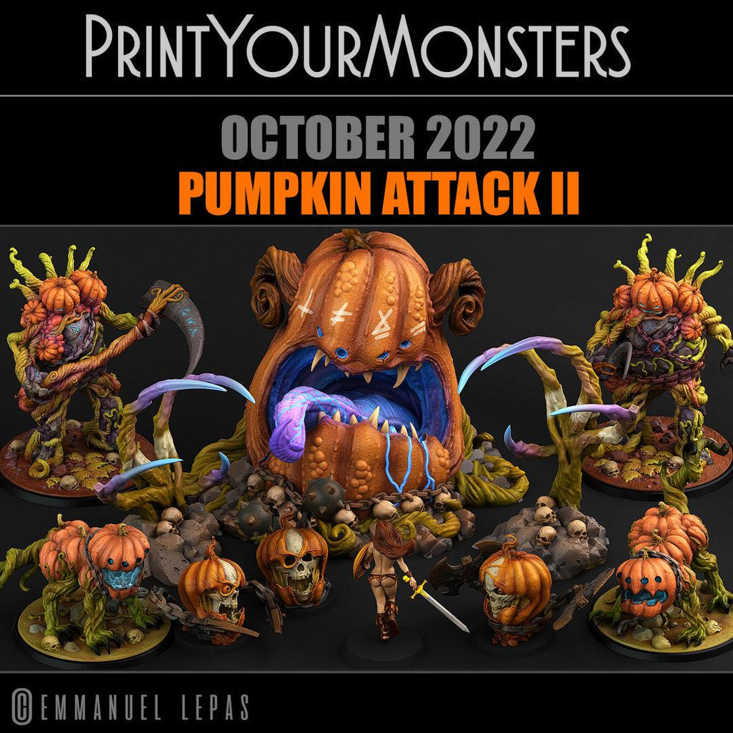 3D Printed Print Your Monsters Pumpkins Attack Pack II Set 28mm - 32mm D&D Wargaming - Charming Terrain