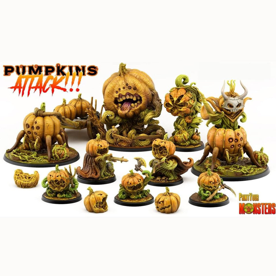 3D Printed Print Your Monsters Pumpkins Attack Pack Set 28mm - 32mm D&D Wargaming - Charming Terrain