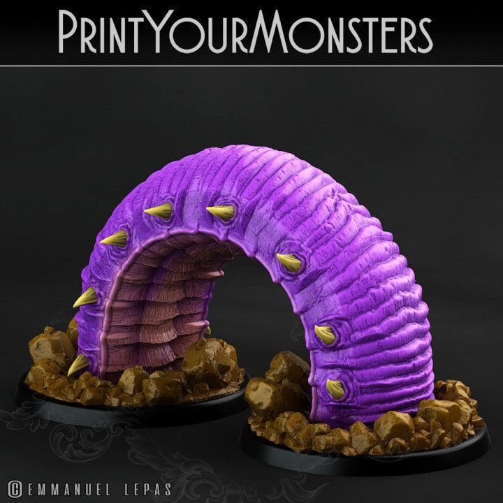 3D Printed Print Your Monsters Purple Worm Worms Subterranean Terrors 28mm - 32mm D&D Wargaming - Charming Terrain