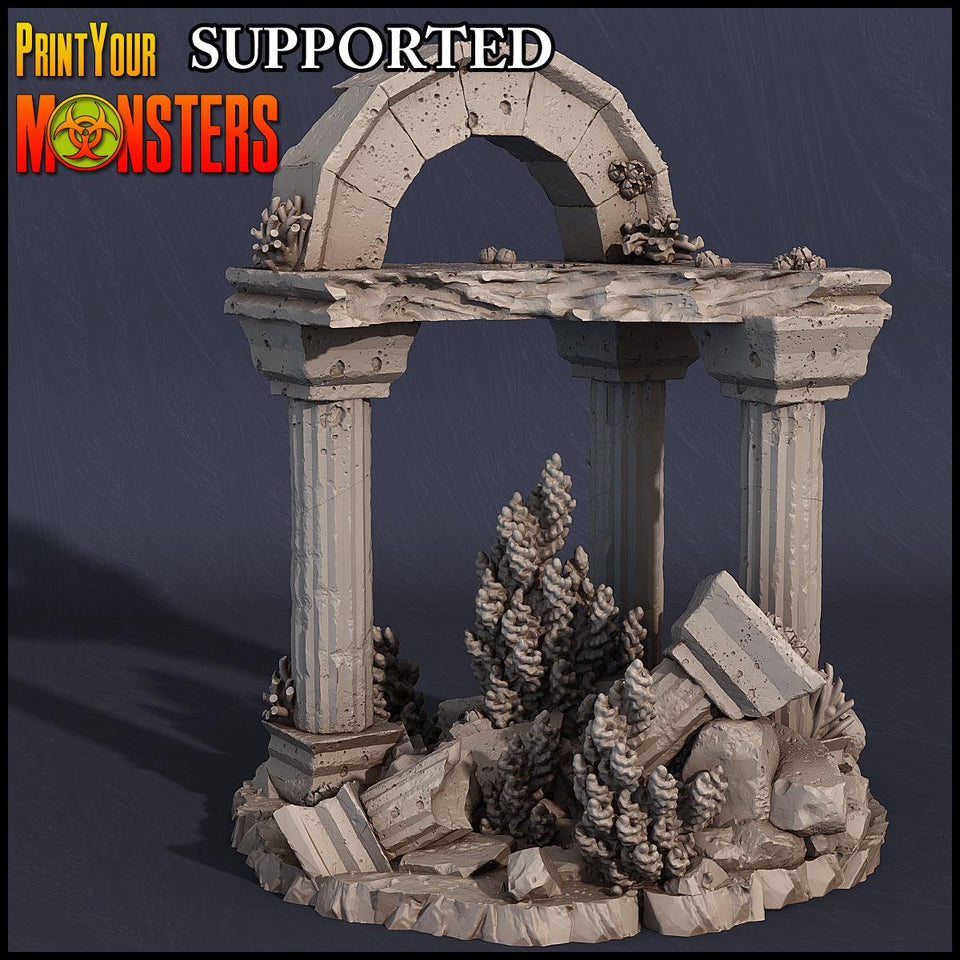 3D Printed Print Your Monsters Ruined Temple Dark Water Sanctum 28mm - 32mm D&D Wargaming - Charming Terrain