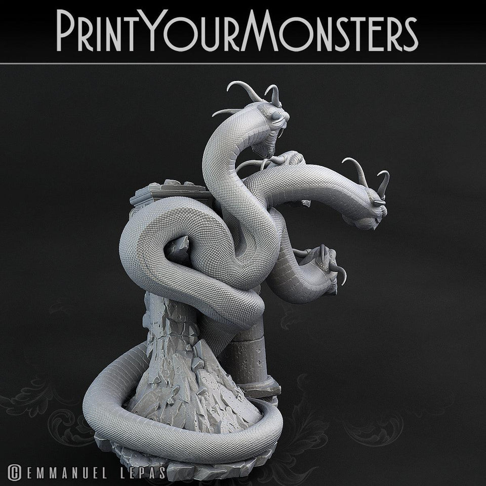 3D Printed Print Your Monsters Shadow Hydra Total Serpents 28mm - 32mm D&D Wargaming - Charming Terrain