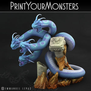 3D Printed Print Your Monsters Shadow Hydra Total Serpents 28mm - 32mm D&D Wargaming - Charming Terrain