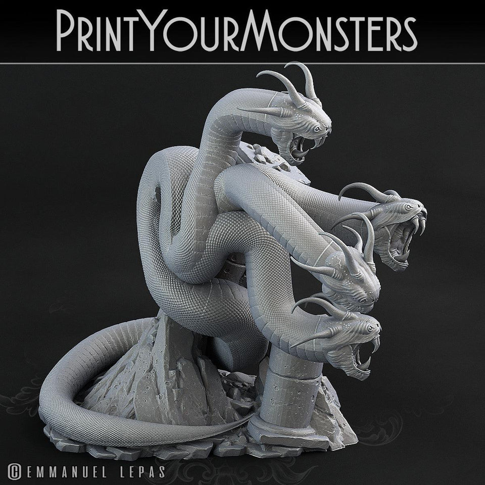 3D Printed Print Your Monsters Shadow Hydra Total Serpents 28mm - 32mm D&D Wargaming - Charming Terrain