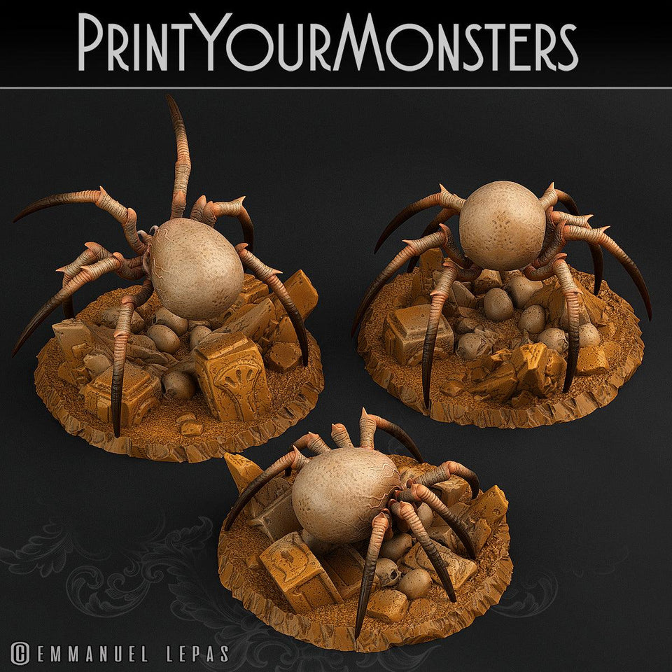 3D Printed Print Your Monsters Skullcap Hermit Spiders 28mm - 32mm D&D Wargaming - Charming Terrain