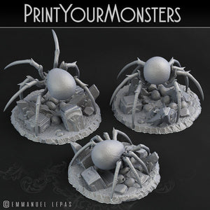 3D Printed Print Your Monsters Skullcap Hermit Spiders 28mm - 32mm D&D Wargaming - Charming Terrain