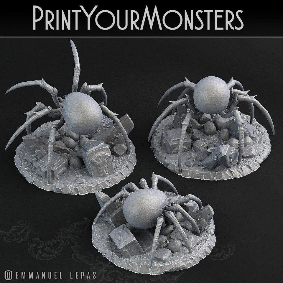 3D Printed Print Your Monsters Skullcap Hermit Spiders 28mm - 32mm D&D Wargaming - Charming Terrain