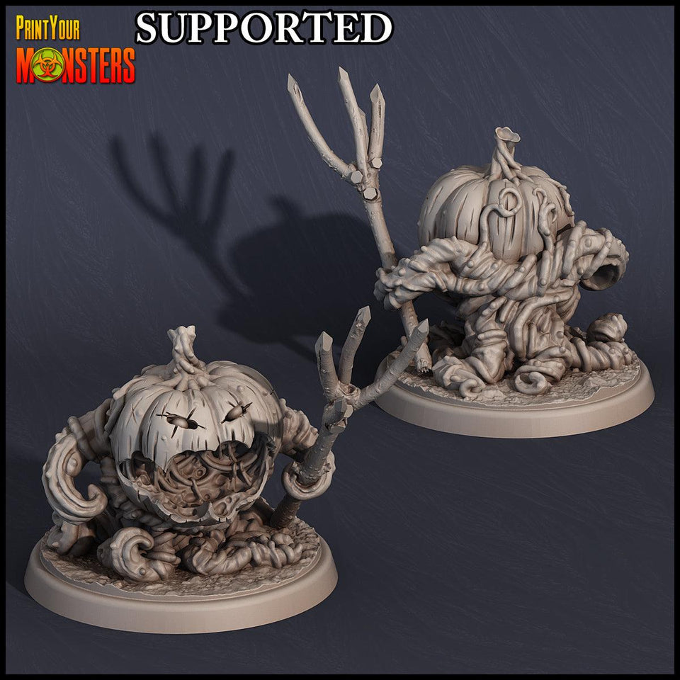 3D Printed Print Your Monsters Small Pumpkin Soldier fork Pumpkins Attack Pack 28mm - 32mm D&D Wargaming - Charming Terrain