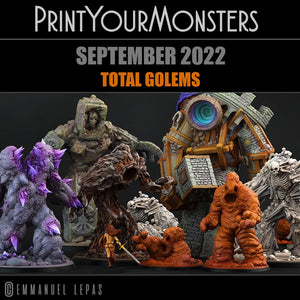 3D Printed Print Your Monsters Total Golems Set 28mm - 32mm D&D Wargaming - Charming Terrain
