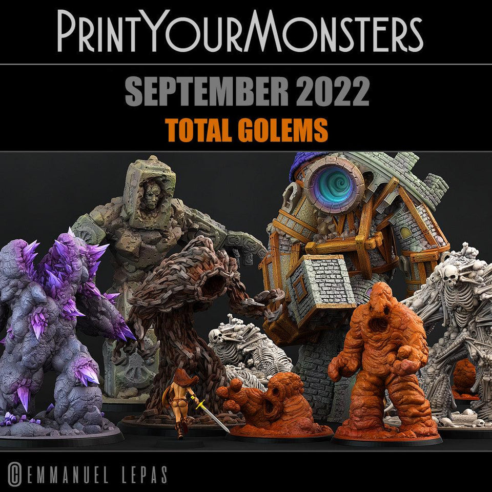 3D Printed Print Your Monsters Total Golems Set 28mm - 32mm D&D Wargaming - Charming Terrain
