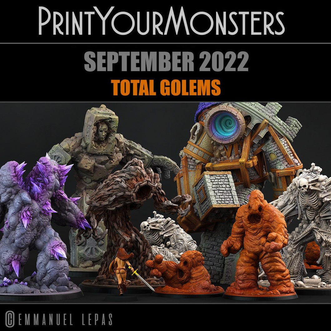 3D Printed Print Your Monsters Total Golems Set 28mm - 32mm D&D Wargaming - Charming Terrain