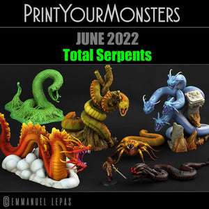 3D Printed Print Your Monsters Total Serpents Full Set 28mm - 32mm D&D Wargaming - Charming Terrain
