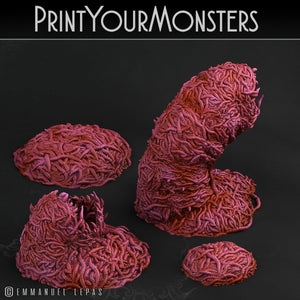 3D Printed Print Your Monsters Worm Swarm Total Worms 2 Set 28mm - 32mm D&D Wargaming - Charming Terrain