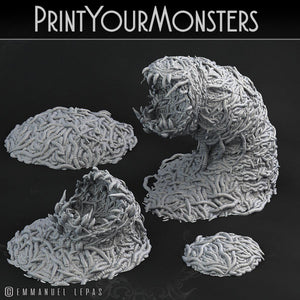 3D Printed Print Your Monsters Worm Swarm Total Worms 2 Set 28mm - 32mm D&D Wargaming - Charming Terrain