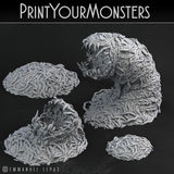 3D Printed Print Your Monsters Worm Swarm Total Worms 2 Set 28mm - 32mm D&D Wargaming - Charming Terrain