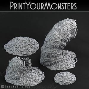 3D Printed Print Your Monsters Worm Swarm Total Worms 2 Set 28mm - 32mm D&D Wargaming - Charming Terrain