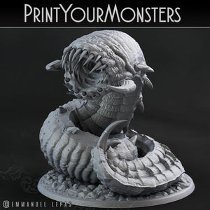 3D Printed Print Your Monsters Young Purple Worm Worms Subterranean Terrors 28mm - 32mm D&D Wargaming - Charming Terrain