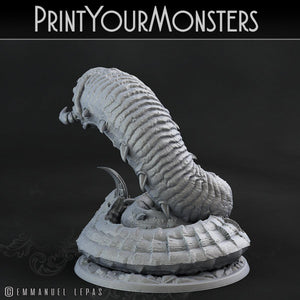 3D Printed Print Your Monsters Young Purple Worm Worms Subterranean Terrors 28mm - 32mm D&D Wargaming - Charming Terrain