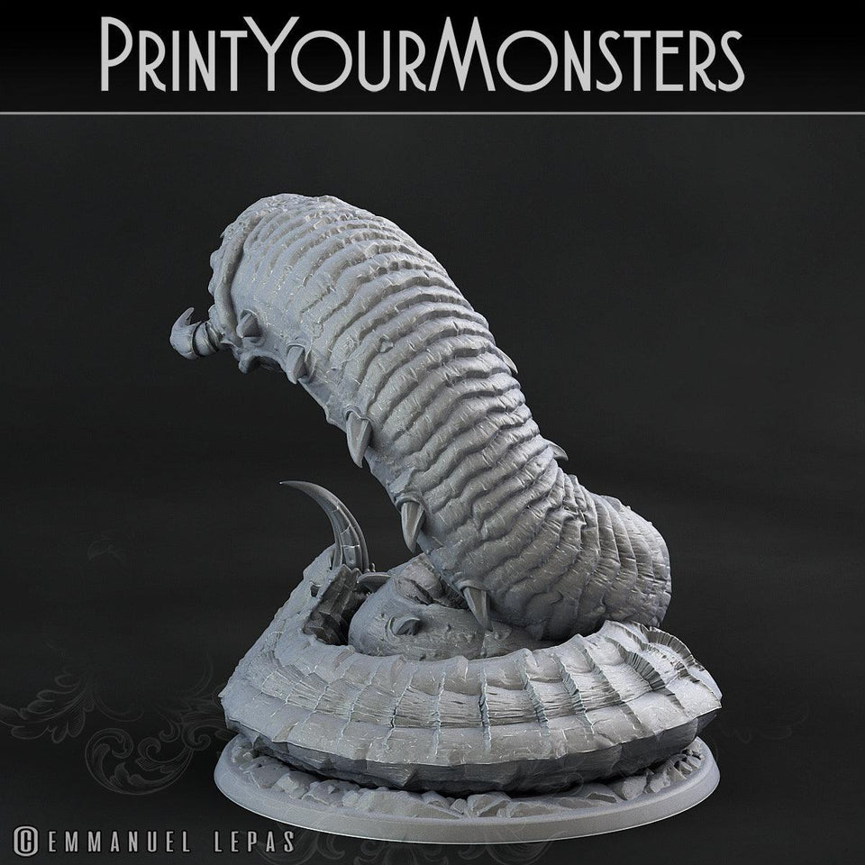 3D Printed Print Your Monsters Young Purple Worm Worms Subterranean Terrors 28mm - 32mm D&D Wargaming - Charming Terrain