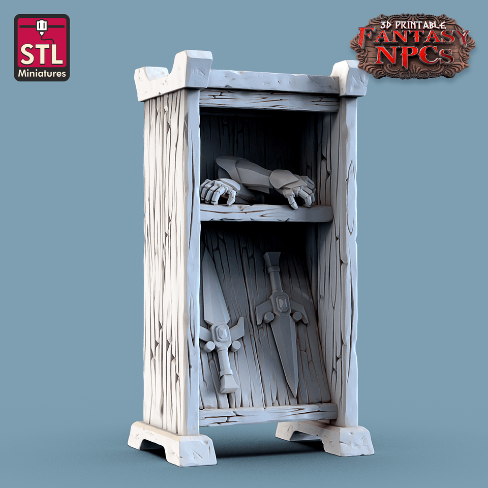 3D Printed STL Miniatures Armour Merchant Set Fantasy NPC 28mm - 32mm War Gaming D&D - Charming Terrain