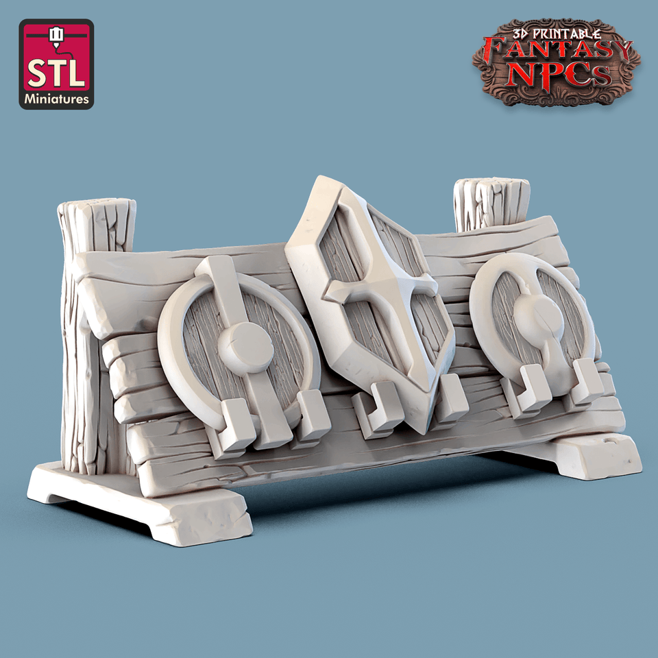 3D Printed STL Miniatures Armour Merchant Set Fantasy NPC 28mm - 32mm War Gaming D&D - Charming Terrain