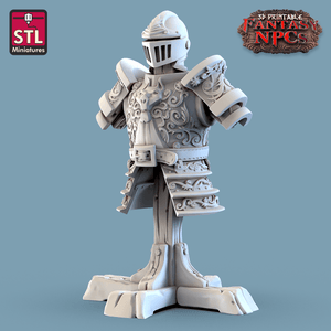 3D Printed STL Miniatures Armour Merchant Set Fantasy NPC 28mm - 32mm War Gaming D&D - Charming Terrain