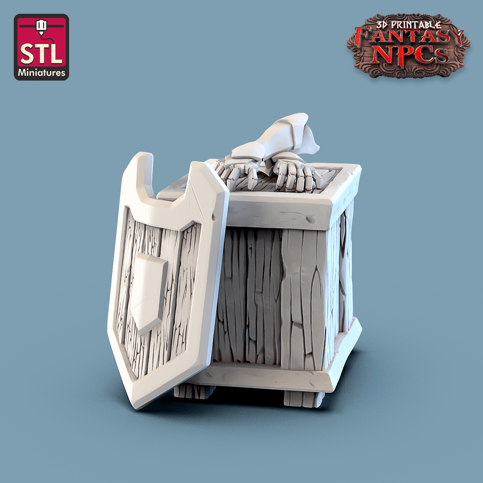 3D Printed STL Miniatures Armour Merchant Set Fantasy NPC 28mm - 32mm War Gaming D&D - Charming Terrain