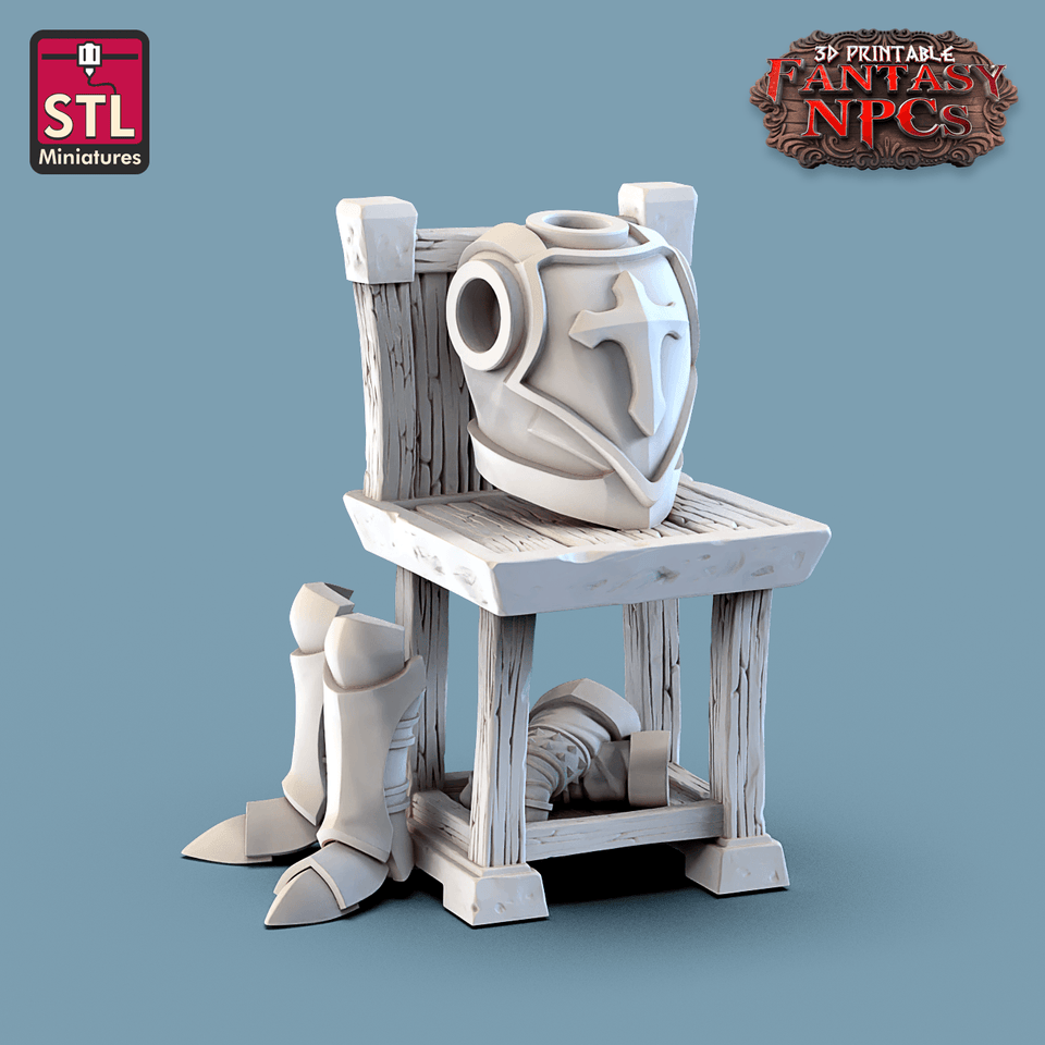 3D Printed STL Miniatures Armour Merchant Set Fantasy NPC 28mm - 32mm War Gaming D&D - Charming Terrain