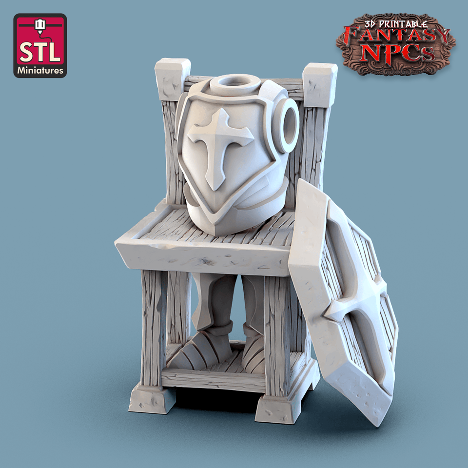 3D Printed STL Miniatures Armour Merchant Set Fantasy NPC 28mm - 32mm War Gaming D&D - Charming Terrain
