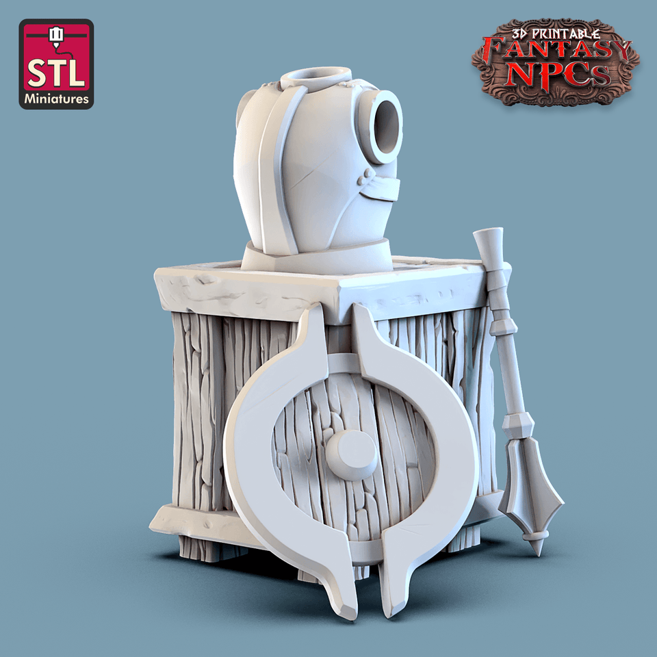 3D Printed STL Miniatures Armour Merchant Set Fantasy NPC 28mm - 32mm War Gaming D&D - Charming Terrain