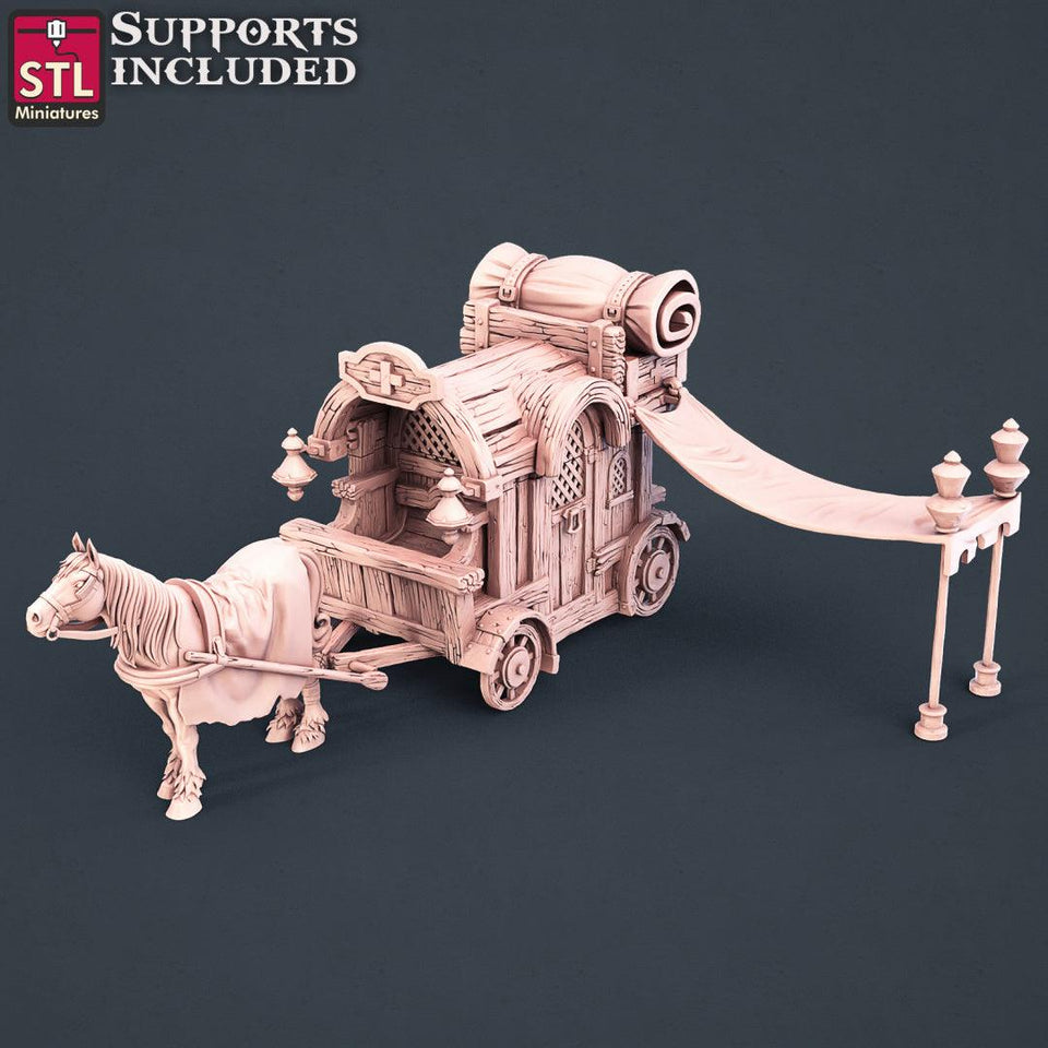 3D Printed STL Miniatures Battlefield Medic Set 28mm - 32mm War Gaming D&D - Charming Terrain