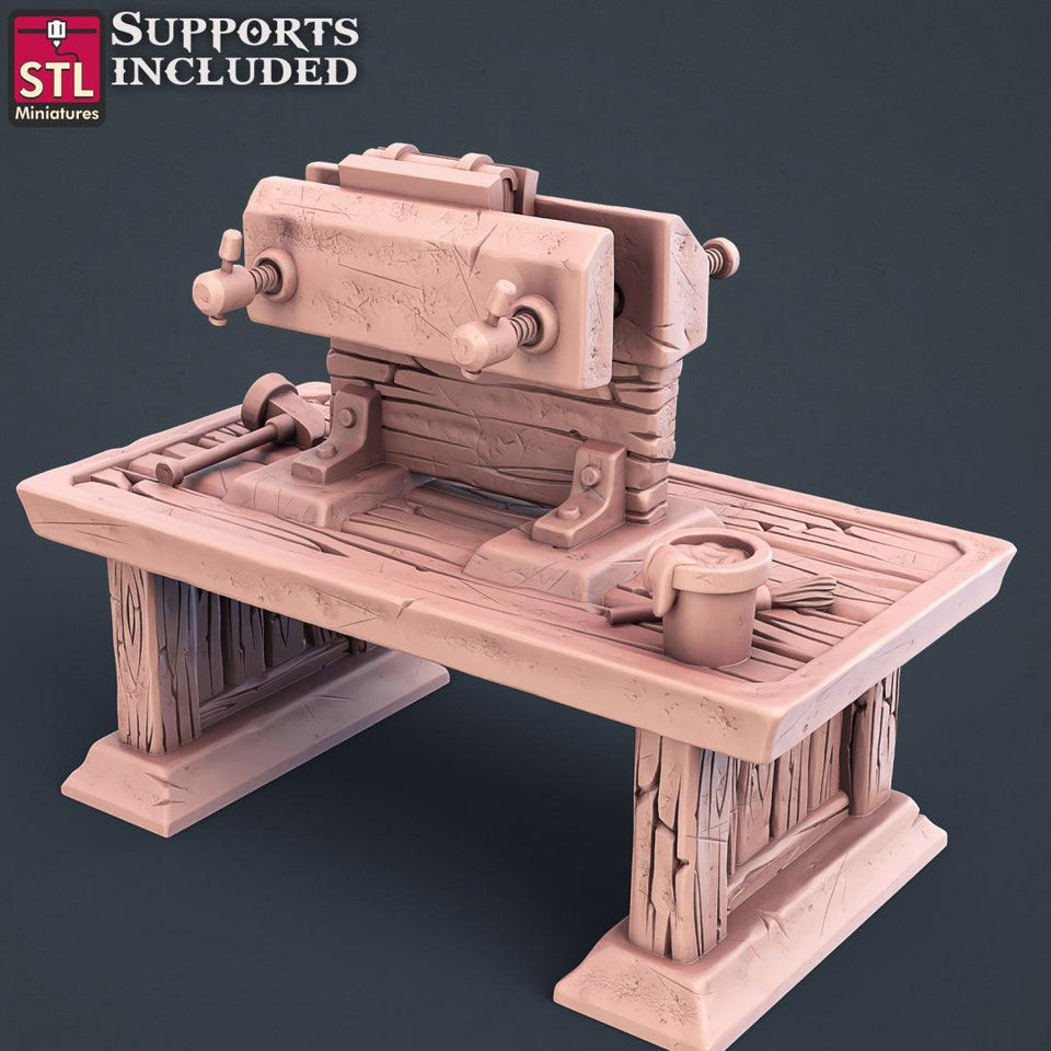 3D Printed STL Miniatures Bookbinder Set 28mm - 32mm War Gaming D&D - Charming Terrain
