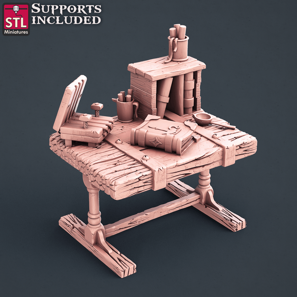3D Printed STL Miniatures Candle Maker Set Fantasy NPC 2 | 28 - 32mm War Gaming D&D - Charming Terrain