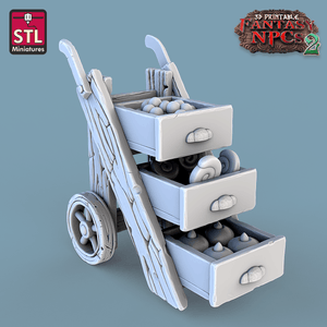 3D Printed STL Miniatures Candy Seller Set Fantasy NPC 2 | 28 - 32mm War Gaming D&D - Charming Terrain