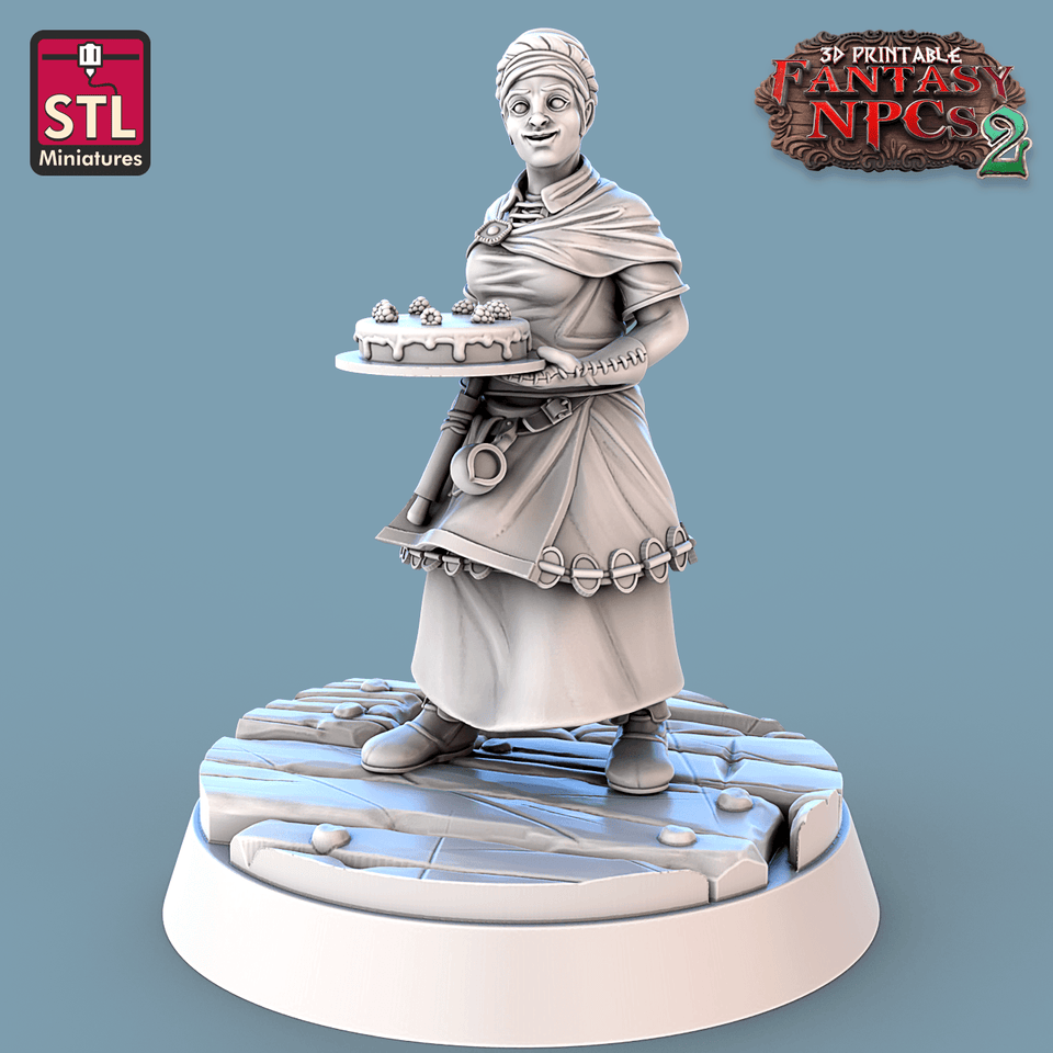 3D Printed STL Miniatures Candy Seller Set Fantasy NPC 2 | 28 - 32mm War Gaming D&D - Charming Terrain