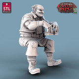 3D Printed STL Miniatures Card Players Set Fantasy NPC 2 | 28 - 32mm War Gaming D&D - Charming Terrain