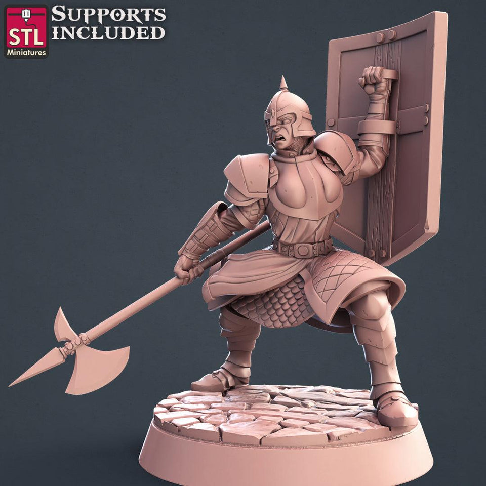 3D Printed STL Miniatures City Guards Set Fantasy NPC 2 | 28 - 32mm War Gaming D&D - Charming Terrain