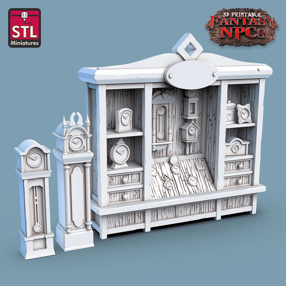3D Printed STL Miniatures Clockworkers Set Fantasy NPC 28mm - 32mm War Gaming D&D - Charming Terrain