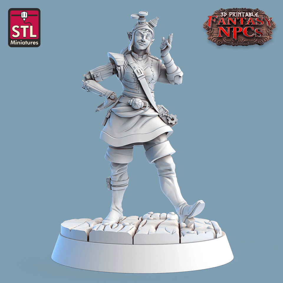 3D Printed STL Miniatures Clockworkers Set Fantasy NPC 28mm - 32mm War Gaming D&D - Charming Terrain