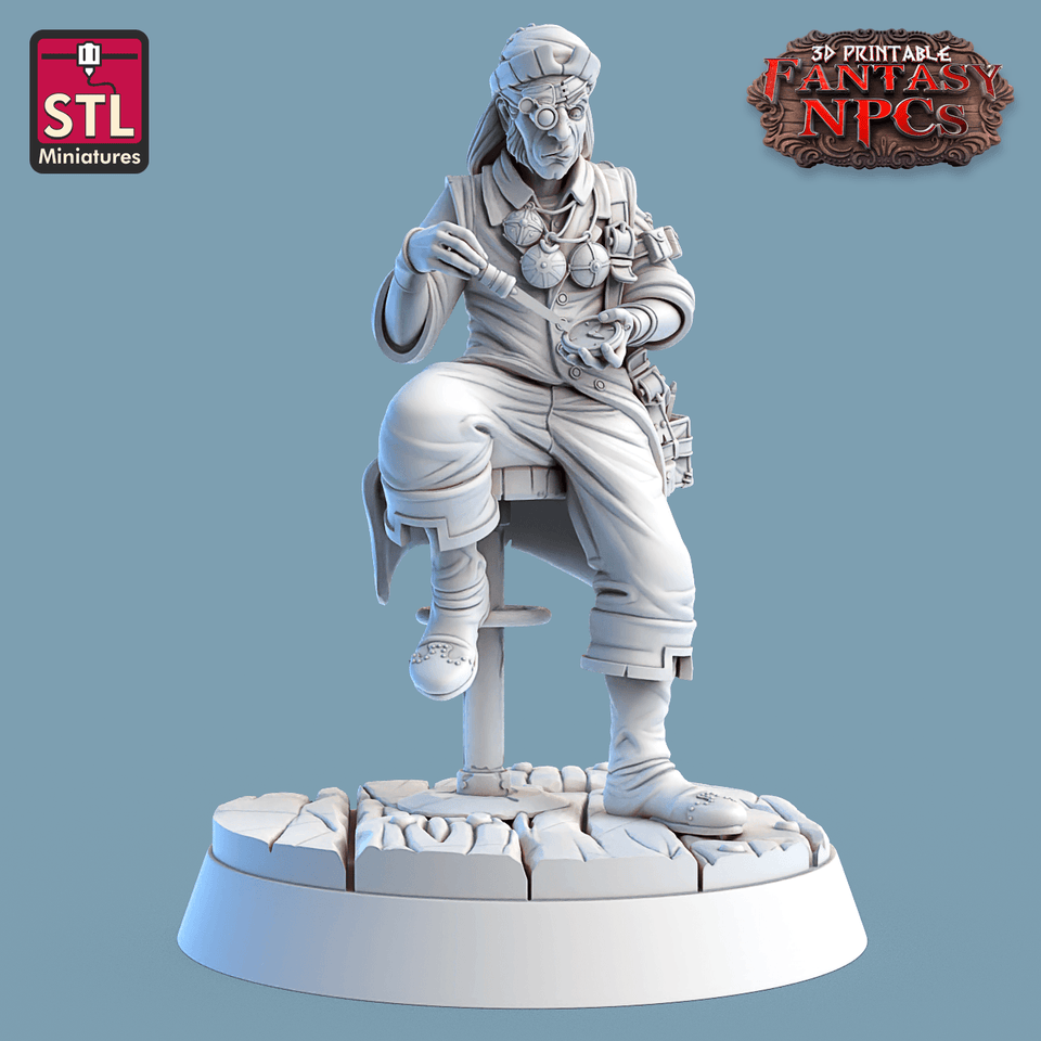 3D Printed STL Miniatures Clockworkers Set Fantasy NPC 28mm - 32mm War Gaming D&D - Charming Terrain