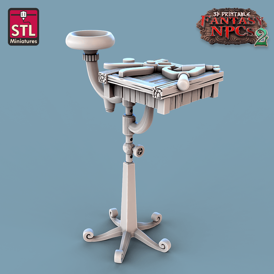 3D Printed STL Miniatures Dentist Set Fantasy NPC 2 | 28 - 32mm War Gaming D&D - Charming Terrain