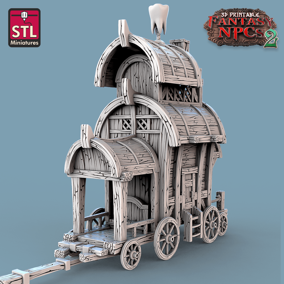 3D Printed STL Miniatures Dentist Set Fantasy NPC 2 | 28 - 32mm War Gaming D&D - Charming Terrain