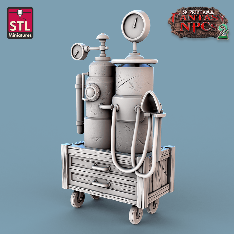 3D Printed STL Miniatures Dentist Set Fantasy NPC 2 | 28 - 32mm War Gaming D&D - Charming Terrain